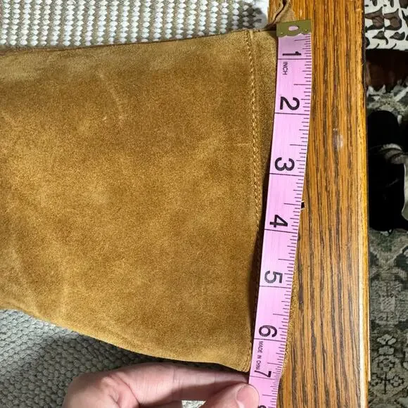 Plaginsa 90s Suede Leather Boot Women 8M Camel Brown Y2K Bratz Capsule Wardrobe - Picture 5 of 10